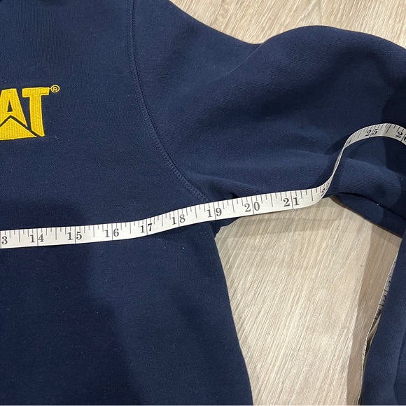 Cat Caterpillar Navy Blue Mustard Logo Hoodie Pullover - Youth XL - Picture 12 of 12